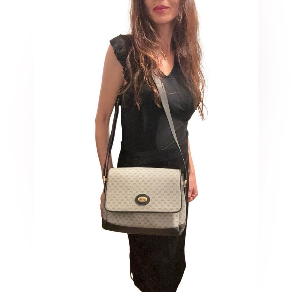Gucci Black and Gray Crossbody Bag with Signature GG Pattern